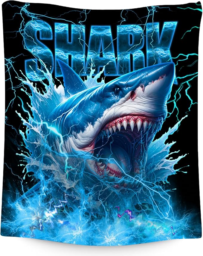 Boys Blanket Gifts Shark Blankets for Kids Toddlers, 60"x80" Soft Plush Throw for Son Grandson Adults