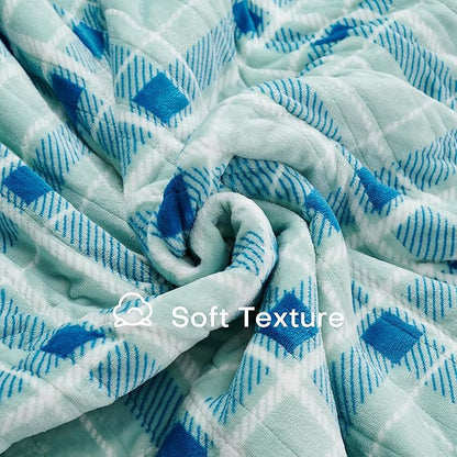 Electric Heated Blanket Full Size 72"x84" Microplush & Sherpa Fabric, Machine Washable 4 Heat Settings & 10 Hours Auto Off - Mint Green
