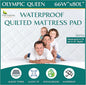 Olympic Queen Size Waterproof Mattress Pad - Fitted Mattress Protector with Quilted Pillow Top Mattress Topper - Premium Quality Hypoallergenic Mattress Cover (66”x80”) Super Queen