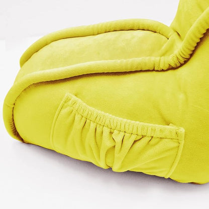 Super Soft Velvety Backrest Reading Bed Rest Pillow with Arms and Pockets 18" H for Sitting in Bed Couch Sofa, Back Support Wedge Cushion with Removable Cover, 20" x 18" x17", Butter Yellow