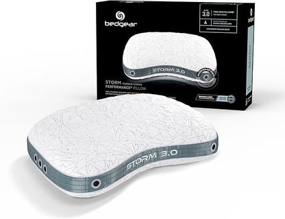 Bedgear Storm Cuddle Curve Performance Pillow - Size 3.0 - Cooling Bed Pillow for Side Sleepers - Medium Firmness- Washable and Removable Cover - 20" W x 26" L