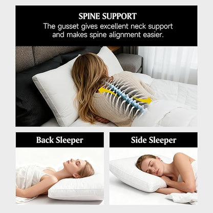 Beautyrest Goose Feather Down Fiber Gusseted Pillows, Hotel Pillow Luxury Bed Pillows, 100% Cotton Cover, Jumbo Size Set of 2
