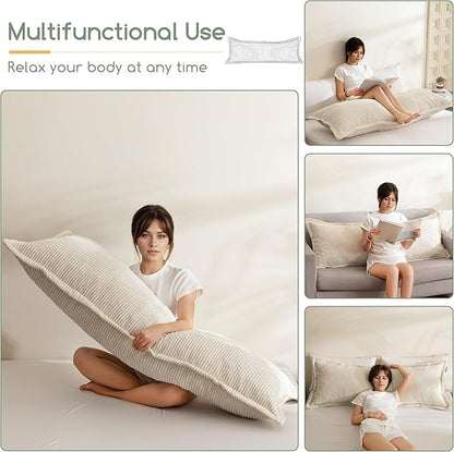 HIGOGOGO Body Pillow for Adults, Thickened Memory Foam Long Bed Pillow, Breathable Full Body Pillow with Removable Pillow Cover (20x54 Inch)