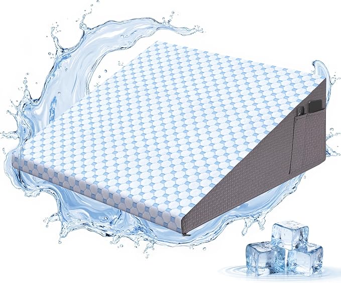 Cooling Wedge Pillow for Headboard, 10" Triangle Bed Wedge Pillow for Acid Reflux Relief, Sleeping, Snoring, Back Pain Relief, Post Surgery, Soft Memory Foam & Washable Breathable Cooling Cover, White