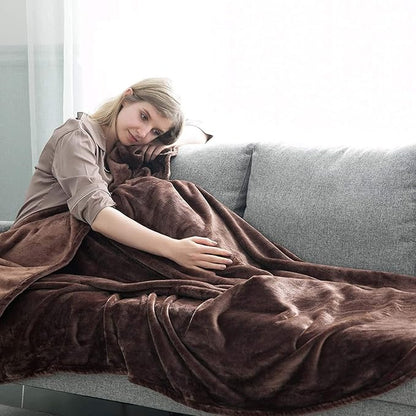 IR Imperial Rooms Fleece Blanket Twin Size 60 x 80 Inches - Super Soft Fluffy Throw Blanket for Sofa and Bed - Warm and Cozy Lightweight 400 GSM Microfiber Bed Throws Blankets (Twin, Coffee)