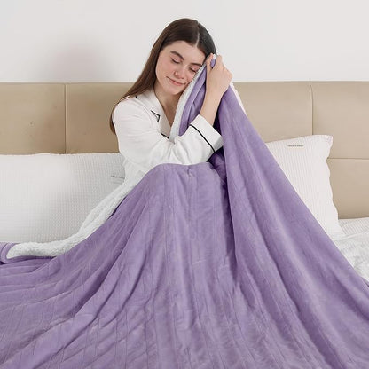 ESTINGO Electric Throw Blanket, Heated Blanket Flannel Sherpa with 4 Hours Auto Off & 5 Heating Levels, Washable Heating Throw with Overheat Protection for Home, Ideal Gift, 50"x60", Lavender Violet