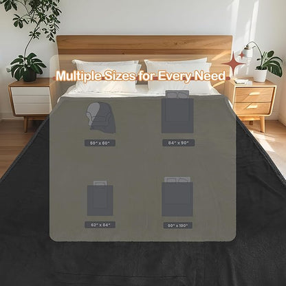 Heated Blanket Full Size Electric Blanket 72" x 84" with 5 Levels Heating & 10Hs Auto Off, Silky Microplush Flannel & Warm Sherpa Fabric, Machine Washable, Great Christmas Birthday Gifts, Black