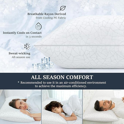 COZSINOOR Bed Pillows Queen Size - Premium Down Alternative Pillows Set of 2 for Side, Back, and Stomach Sleepers Cooling Hotel Quality Fluffy Soft Microfiber Fill Breathable Skin-Friendly