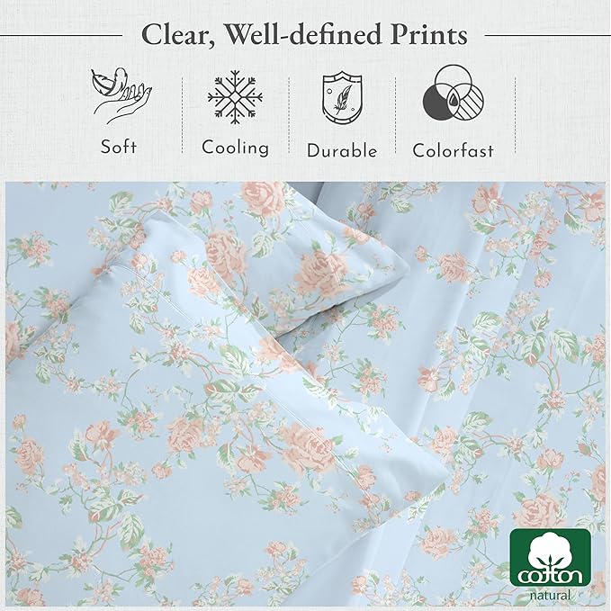 California Design Den Full Size Bed Sheets Set - 400 Thread Count Sateen, Natural 100% Cotton Sheets for Full Size Bed, Deep Pocket and Durable Bedding Set - Antique Rose