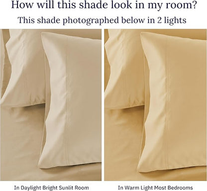 California Design Den King Size Sheets Set 600 Thread Count, 100% Cotton Sateen, Soft, Cooling King Size Bed Sheets, Hotel-Quality Bedding Sheets & Pillowcases (Golden Tan)
