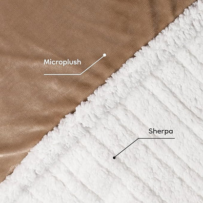 Electric Heated Blanket Twin Size - 62"x84", Soft Flannel Heating Blanket, 10 Heating Levels, 1-12 H Auto Shut Off, Breathable Warm and Washable for Bed, Light Brown