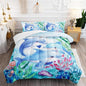 Dolphins Animal Aqua Blue Green Sea Comforter 3pcs Queen Kids Coral Jellyfish Comforter Set for Boys Girls Ocean Waves Bedding Fish Quilt Bed Set with 1 Comforter and 2 Pillowcases