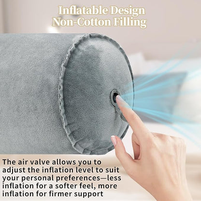 Inflatable Body Pillow for Adults Kids, 47 Inch Body Pillows for Side Sleeper, Travel Body Pillow for Bed, Long Bolster Pillow Round Cervical Cylinder Pillow for Sleeping