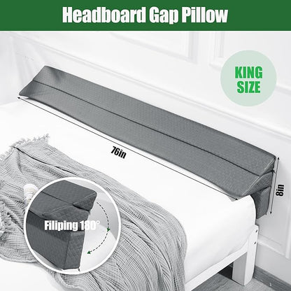 HOMBYS Bed Wedge Pillow for Headboard,Bed Gap Filler King Size,Headboard & Mattress Gap Filler,Bed Wedge Gap Filler,High Density Foam Bed Crack Pillow Between Bed and Wall,Dark Grey