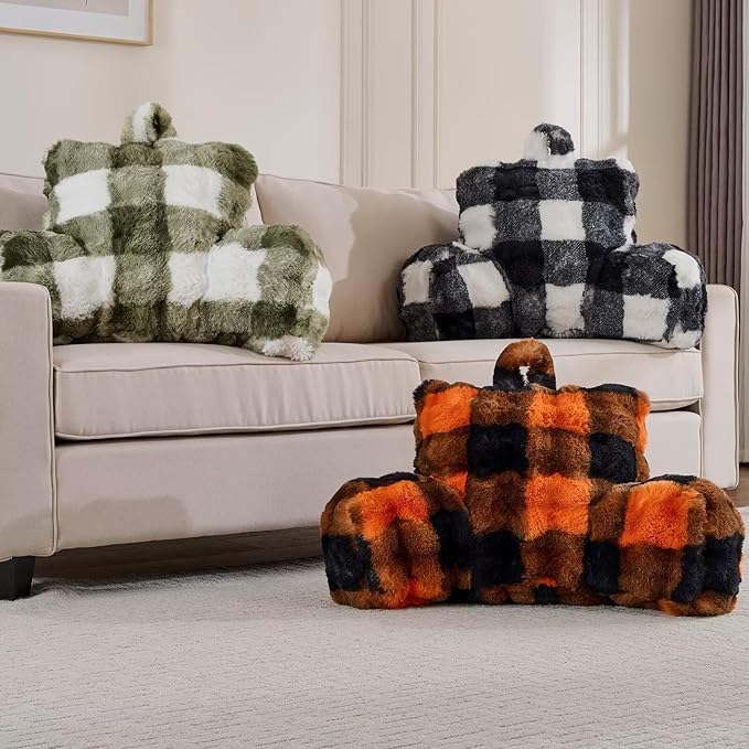 Reading Pillows for Boyfriend Adult,Velvet Back Pillow Bed Wedge Large, Back Rest Support Cushion for Sitting Up in Bed/Couch for Bedrest 18inch-Checkerboard Print in Black/White