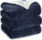 Bedsure GentleSoft Sherpa Fleece Blankets King Size for Bed - Thick and Warm Throw for Women and Men, Soft Fuzzy Plush King Blanket for Winter, Navy, 108x90 Inches