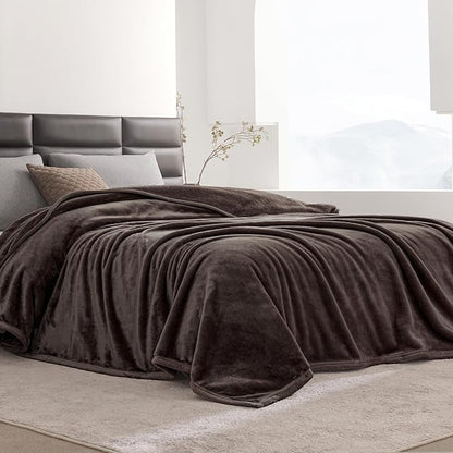 Mellowdy Extra Thick Hearty Plush Flannel Blanket (Peat Brown, 90x90) - 500GSM King Size Warm Blanket for Winter, Fall | Soft, Fluffy, Cuddly, Perfect for Bed, Oversized Throw for Couch, Sofa