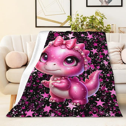 Dinosaur Blanket, Kids Blankets for Girls1-3, Gift for Dinosaur Lovers, Cute 40 x 30 Inches Cozy Flannel Throws for Bed Living Room Decor
