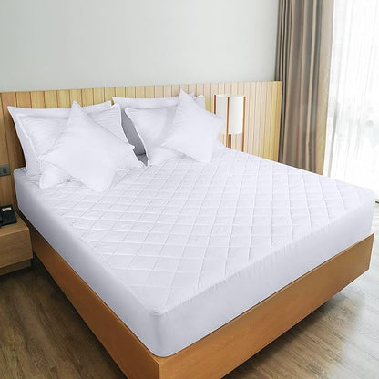 Utopia Bedding Quilted Fitted Mattress Pad, Queen Size, Elastic Fitted Mattress Topper Protector and Cover with Deep Pocket Stretches up to 16 Inches, Machine Washable (White, Pack of 10)