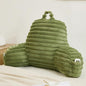 Faux Fur Fluffy Sage Reading Pillow with Pockets, Luxury Striped Plush Decorative, Arm Rests and Back Support for Bed Rest, Lounging on Sofa, Extra Large Size for Adult.