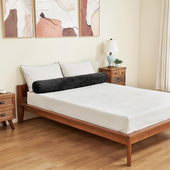 SyMax 7.8"x60" Body Pillow for Queen Bed, Bolster w/Removable Polyester Cover, Headboard Gap Filler Pillow, Black
