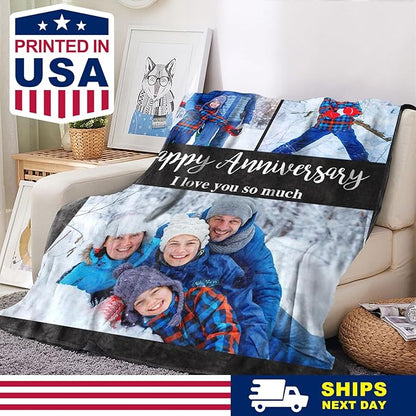 Yoke Style Ships Next Day, Custom Blanket with Photos Text, Picture Blankets Customized for Couple Gifts, Personalized Blankets and Throws Birthday Gift for Mom Dad Girlfriend Boyfriend Women Men
