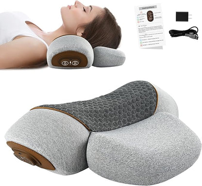 3-in-1 Neck Massager Pillow - Cervical Pillow Massage Neck Hump for Shoulder Pain Relief, Back Shoulder Massager with Kneading, Shiatsu Kneading Massage with Heating, Traction Function, Hump Corrector