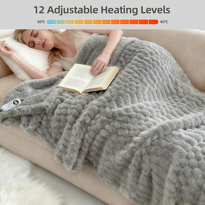 Heated Blanket,Electric Flannel Blanket,Heating Blanket with ETL & FCC & 12 Heating Levels & Auto Shut Off，Machine Washable -Single(50"x60")
