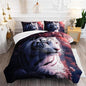 White Tiger Wild Animal Floral Comforter 3Pcs Queen 3D Safari Animal Hunting Theme Flower Bedding Set for Kid Teen Boy Girl Adult Cherry Blossoms Quilt Decor with 1 Comforter and 2 Pillowcases