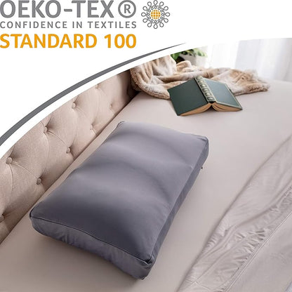 Cover Only for Premium Microbead Bed Pillow, Medium Extra Smooth - Ultra Comfortable Sleep with Silk Like Anti Aging Cover 85% Spandex/ 15% Nylon Breathable, Cooling Dark Grey