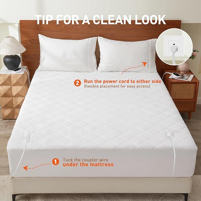Heated Mattress Pad Twin XL Size, 12 Heating Levels, 1-12 Hour Auto Shut Off, Preheat & Memory Function, Machine Washable Electric Mattress Pad Cover, ETL & FCC Certified