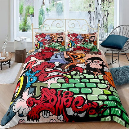 Men Duvet Cover Set Full Queen Size 3Pieces Comforter Cover Bedding Set for Boys Teens 3D Graffiti Art Quilt Cover with Pillow Shames No Comforter Inside(TY106, Full/Queen)