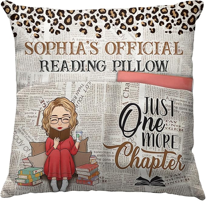 Pawfect House Just A Girl Who Loves Books, Personalized Pocket Pillow (Insert Included), Book Lover Gifts for Women, Bookworms, Christmas Birthday Gifts for Book Lovers, Best Friends, Besties