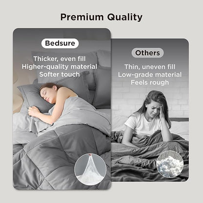 Bedsure California King Comforter Set - 7 Pieces Reversible Grey Bedding, Cal King Size Bed Set for All Seasons, Bed in a Bag with Down Alternative Comforter, Sheets, Pillowcases & Shams