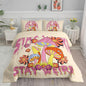 Axolotl Cartoon Mushroom Comforter Set King,Colorful Mushrooms Girls Bedding Set,3 Piece Cute Mushroom Bedding,Red Pink Floral Flower Comforter for Kids Boys Girls Teens,1 Quilt 2 Pillowcases