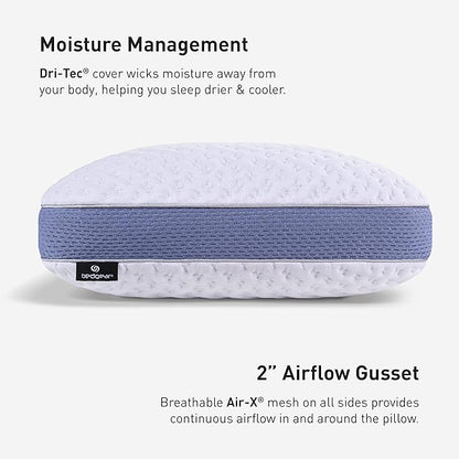 Bedgear Balance Cuddle Curve Performance Pillow - Size 3.0 - Moisture-Wicking Pillow for Side Sleepers - Medium Firmness Bed Pillow- Hypoallergenic, Washable Removable Cover - 20" W x 26" L x 6.5" H