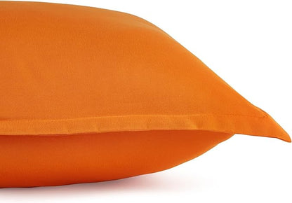 Amazon Basics 2 Piece Microfiber Kid's Comforter and Pillow Sham Set, Toddler, Bright Orange, Solid