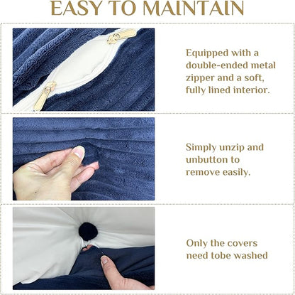 Headboard Wedge Pillow, Large Triangular Reading Pillow for Bed, Backrest Support Bolster for Sitting Up, Long Bed Rest Pillow with Removable Cover