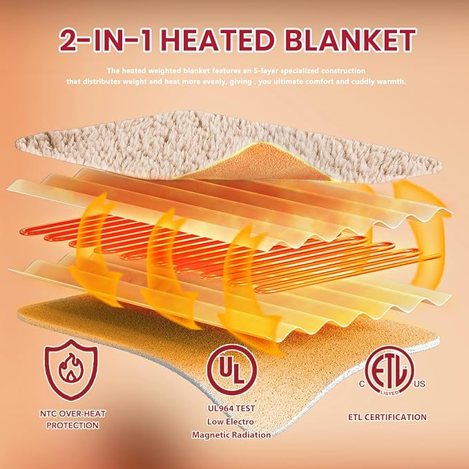 Heated Electric Blanket Queen Size - 84"x90" Flannel Heating Blanket with 10 Heating Levels & 5 Time Settings Over-Heat Protection, Winter Warmer for Adults with ETL Certification（Beige）