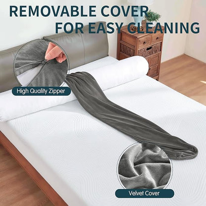 SyMax 7.8"x60" Body Pillow for Queen Bed, Bolster w/Removable Polyester Cover, Headboard Gap Filler Pillow, Dark Grey