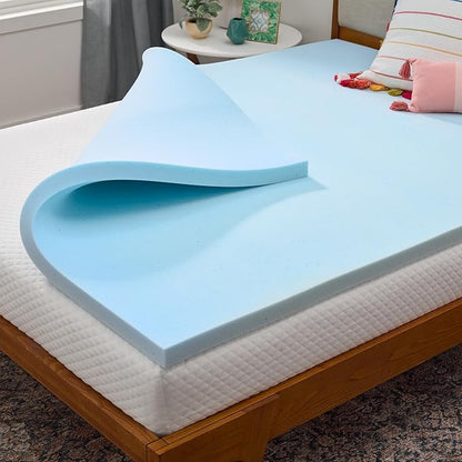 Linenspa 2 Inch Gel Swirl Memory Foam Mattress Topper – Cooling Gel Infused – Pressure Relieving Bed Topper - Mattress Pad – CertiPUR Certified - King Size