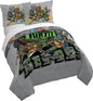 Jay Franco Duvet Cover Set – 3 Piece Comforter Cover and Sham Set, Super Soft Cozy Kids Bedding (Insert Not Included) Grey - Teenage Mutant Ninja Turtles, Full