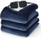 Bedsure Electric Blanket King Size - Dual Control Heated Blanket King Size, Fast Heating with 10 Time Settings & 10 Heat Settings, Warm Gifts for Grandma, Women, Men (100x90 inches, Navy)
