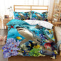 CVHOUSE Shark Duvet Cover Twin Size,Ocean Sea Bedding Set,Beach Comforter for Boys Kids Teens,1 2 Pillowcases 3 Piece Twin 71'x87'