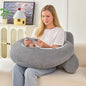 Reading Pillow for Bed,U Shaped & Back Support Pillow for Bed,17" Backrest with Lumbar & Arm Support,Comfy Flannel Fabric,Lap Pillow for Gaming/Reading/Watching TV,Gray