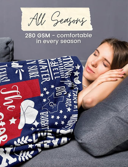 InnoBeta Texas Gifts Blankets Throws Bed Flannel Plush, Texan, Souvenir, Home Decor, US State Gift, Birthday Presents for Women, Men, Friends (50"x 65")