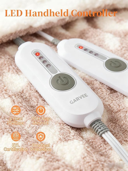 GarveeHome Electric Blanket King, Heated Blanket Dual Control Soft Double Sherpa Cozy with 4 Heating Levels & 10H Auto Off, Over-Heat Protection, Machine Washable, ETL Certification, Pink 90"x100"