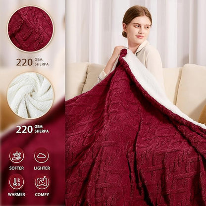 Heated Electric Blanket King Size-100"x90" Heating Blanket with 10 Heating Levels & 5 Time Settings Over-Heat Protection，Winter Warmer for Adults with ETL Certification（Red）