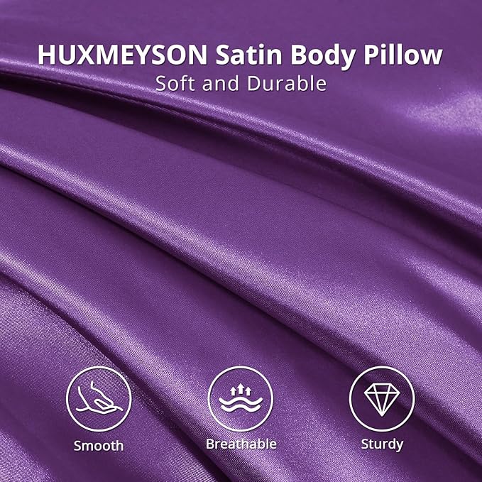 HUXMEYSON Body Pillow with Satin Pillowcase, Body Pillow for Adults, Removable Cover, (20"x54")