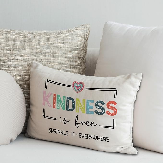 Inspirational Mental Health Wellness Pillow Covers 12x20, Kindness Gifts, Colorful Positive Motivational Decorative Lumbar Pillow Covers for Classroom Therapy Counselor Office
